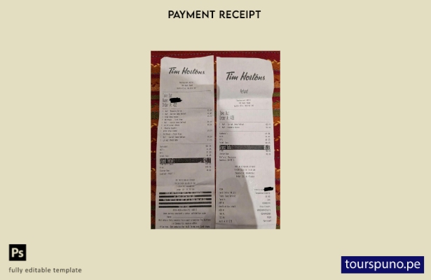 lista para imprimir la plantilla de recibo de pago de la empresa Tim Hortons